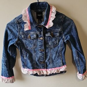 GAP Small Denim Jacket with Pink Lace Accents